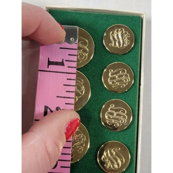 NEW Set of 7 Buttons Gold Engraved‎ KBT Initials Letters Metal - Picture 5 of 6